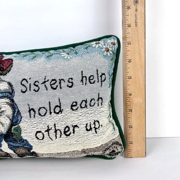 EUC Boyds Bears Sisters Help Hold Each Other Up Tapestry Word Pillow - Picture 3 of 4
